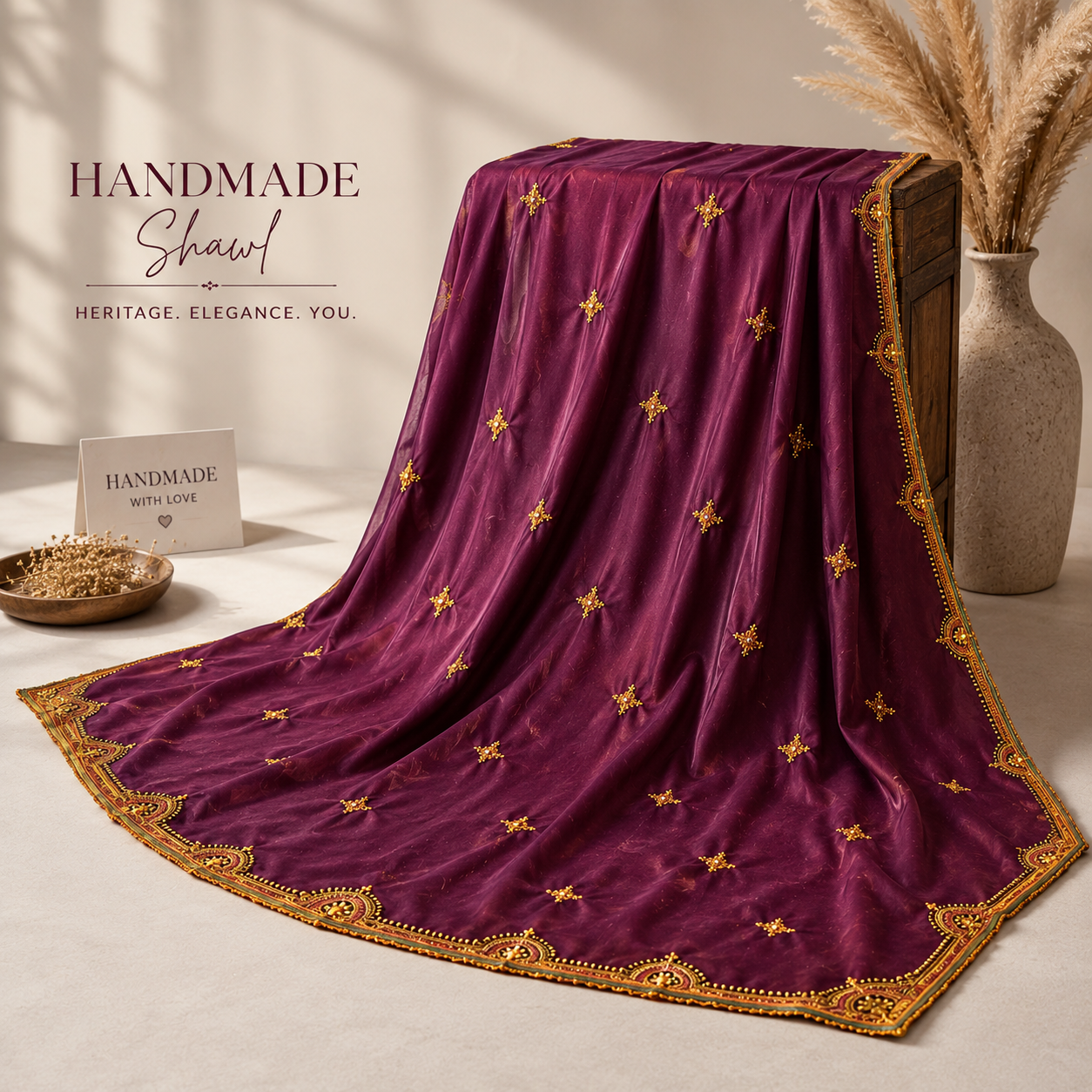 Handmade Magenta Shawl